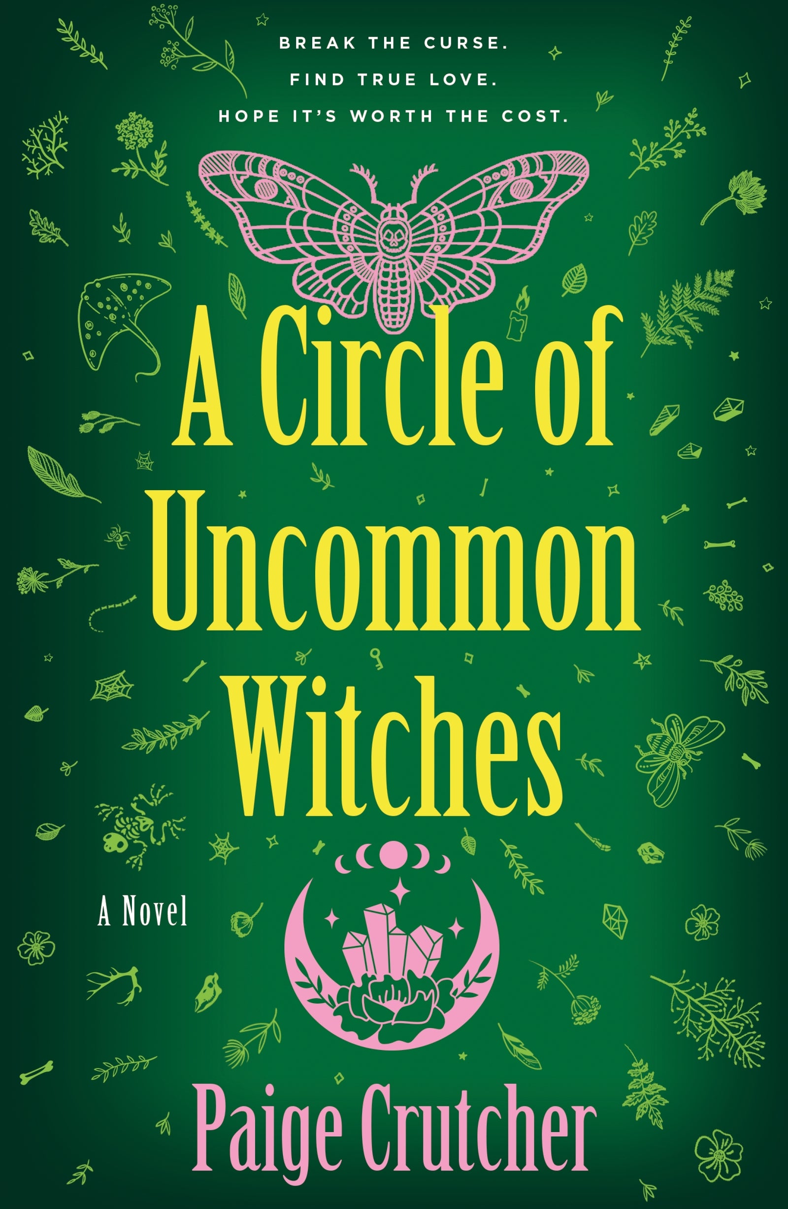 Book cover of 'A Circle of Uncommon Witches' with butterfly and foliage design on green background