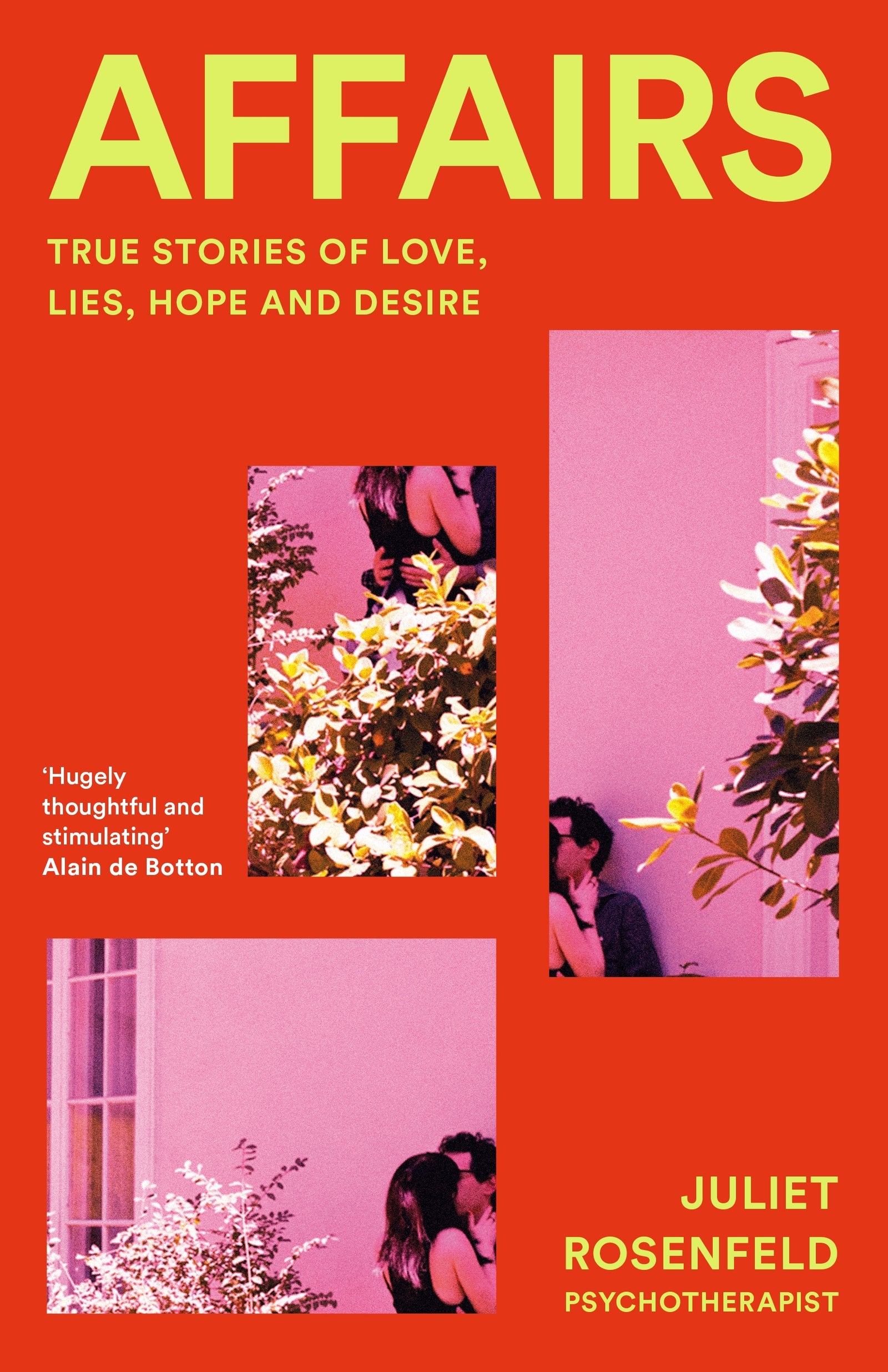 Book cover of 'Affairs' with a red background and images of people and flowers.