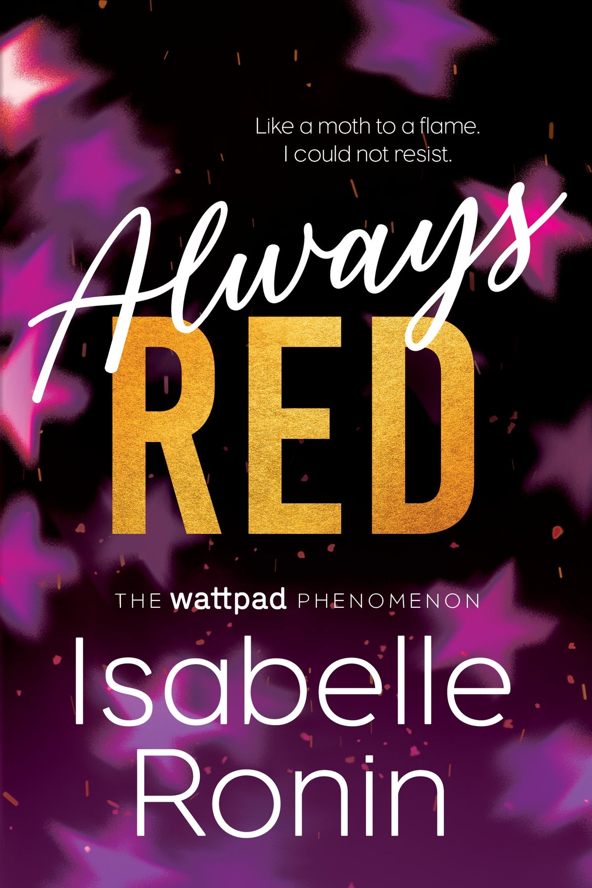Book cover of 'Always Red' by Isabelle Ronin with purple, fiery design elements and stars.