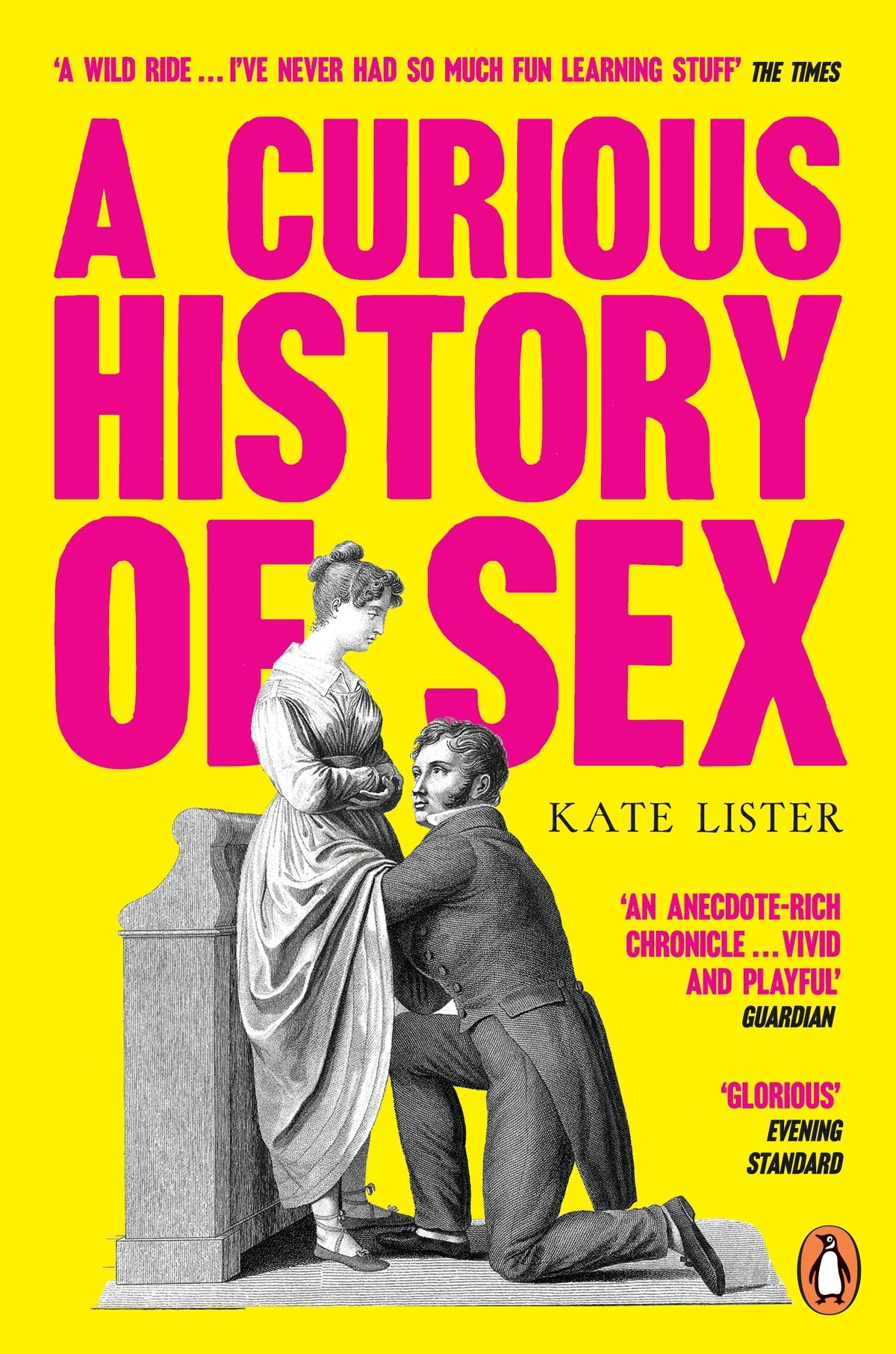 Book cover of 'A Curious History of Sex' with a black and white illustration of a victorian couple 