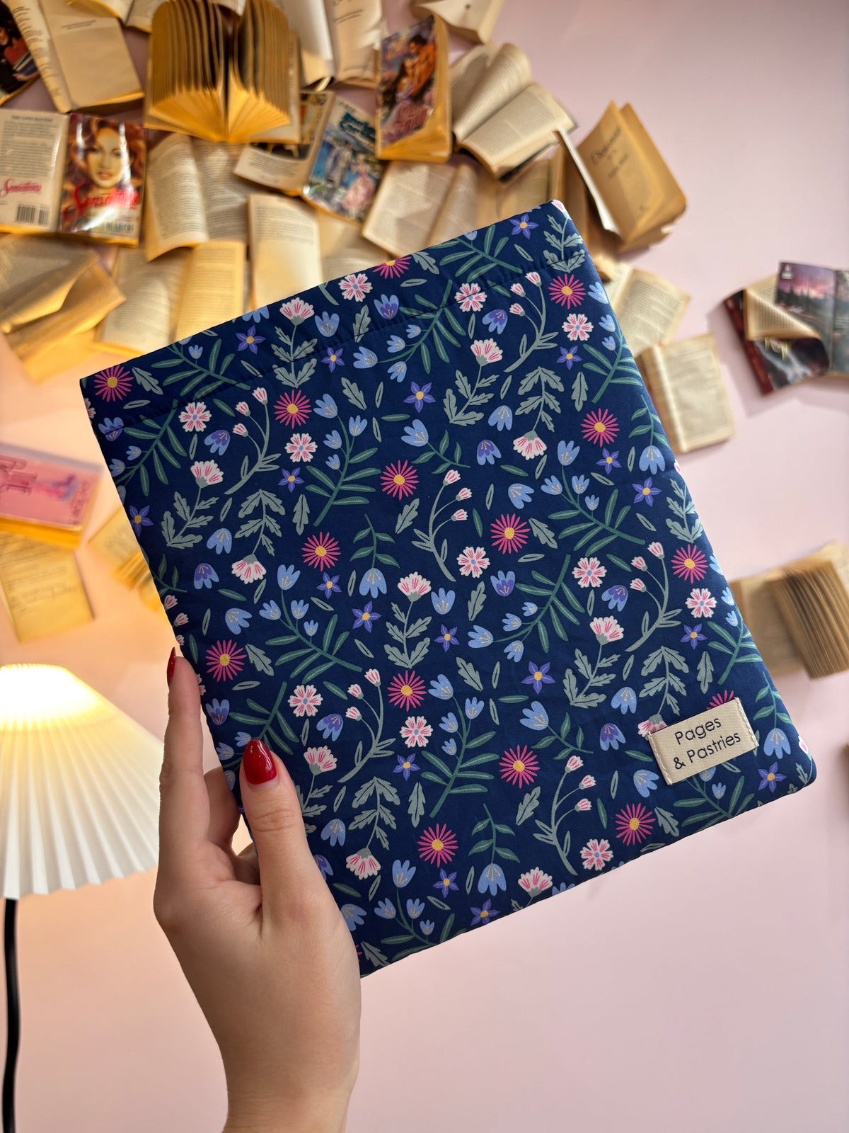 Small Book Pouch - Blue Floral