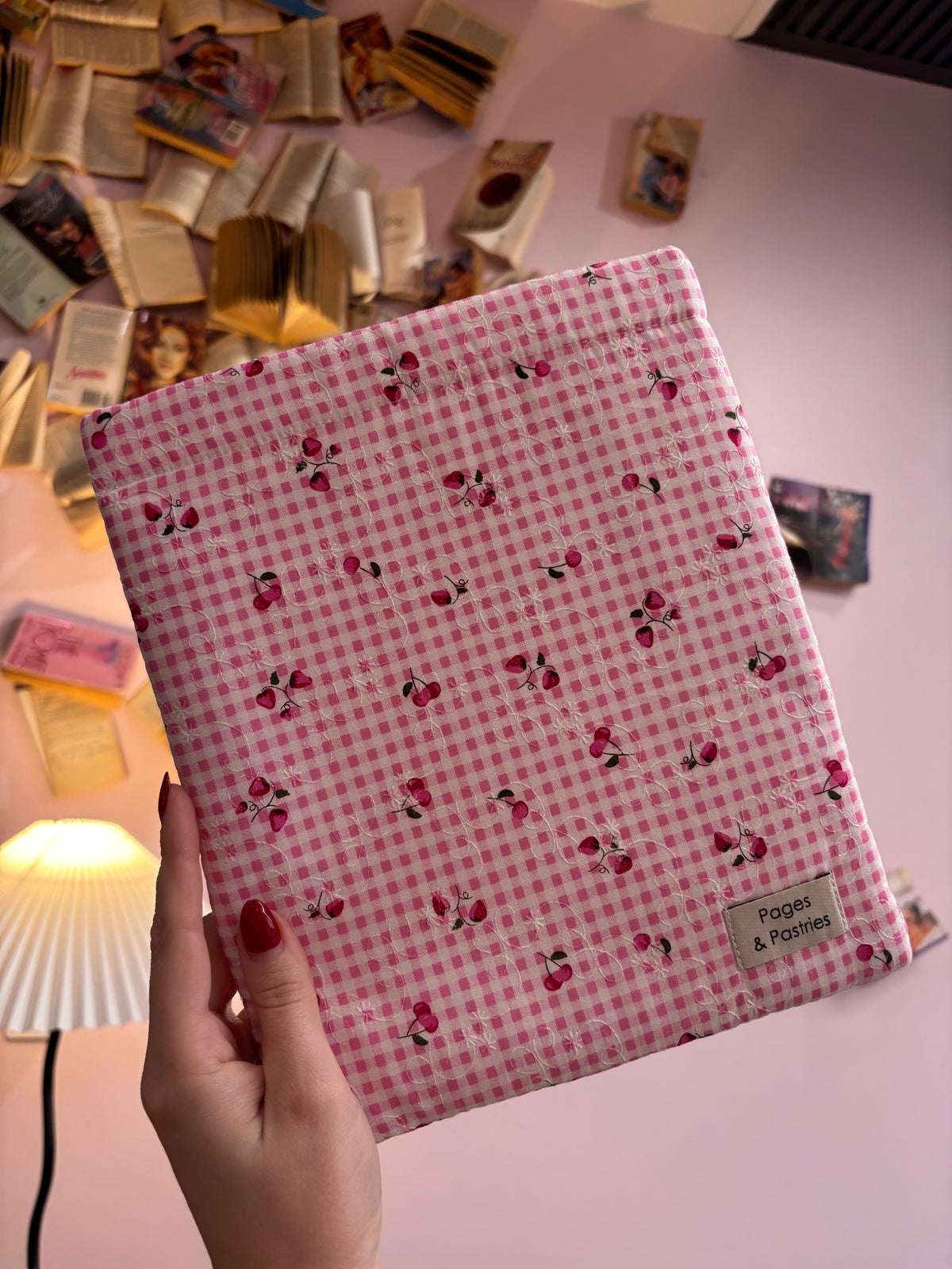 Small Book Pouch - Pink Cherry