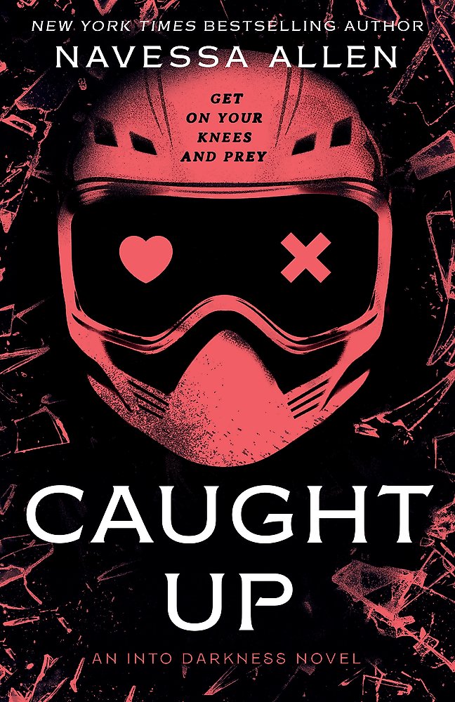 Book cover of 'Caught Up' featuring a red helmet on a dark background 