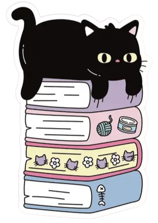 Cat Book Stack Sticker