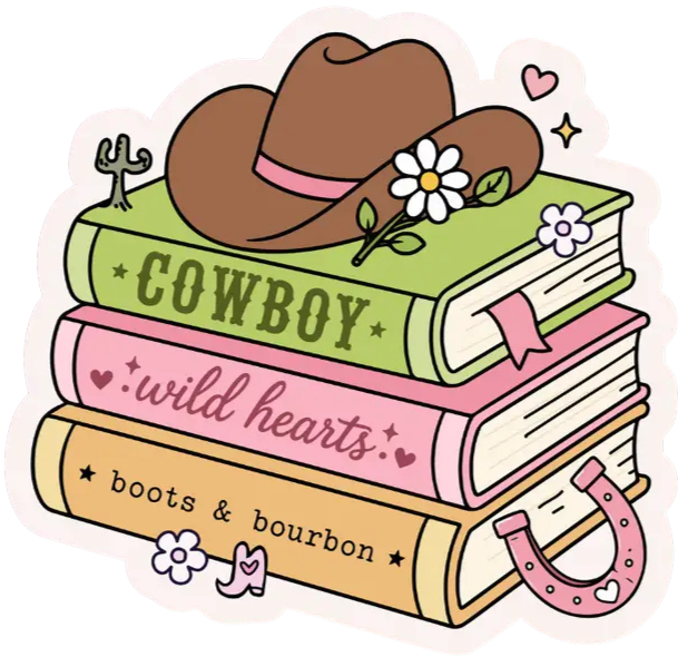 Cowboy Romance Book Stack Sticker