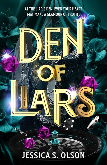 Book cover of 'Den of Liars' with mystical elements and text.