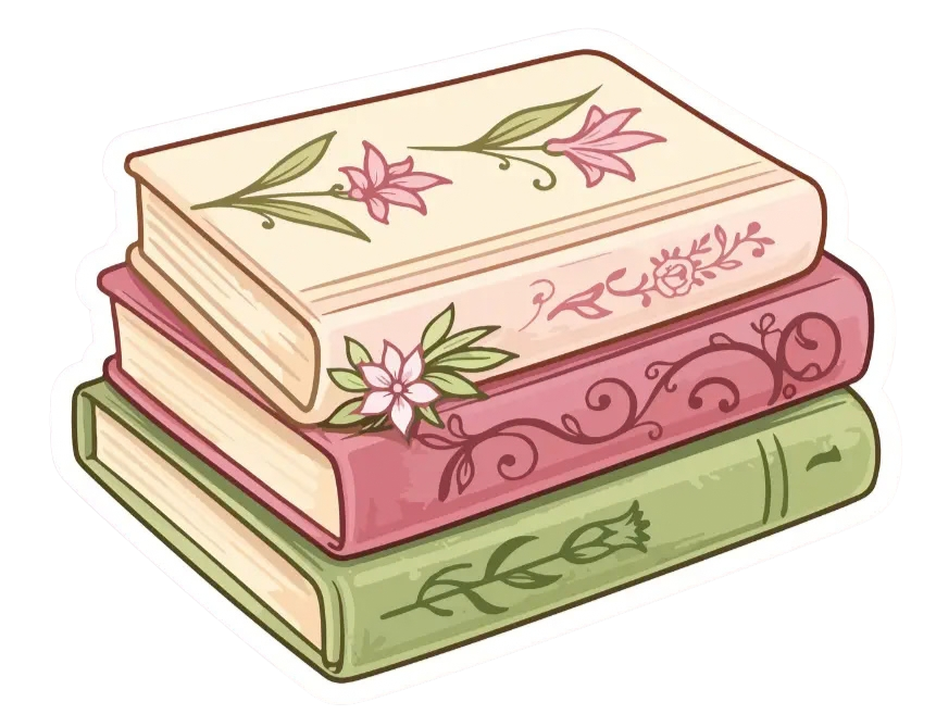 Floral Garden Book Stack Sticker