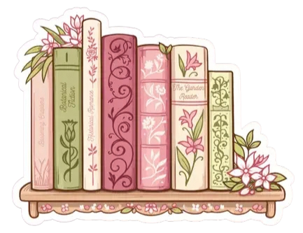 Floral Garden Books Sticker