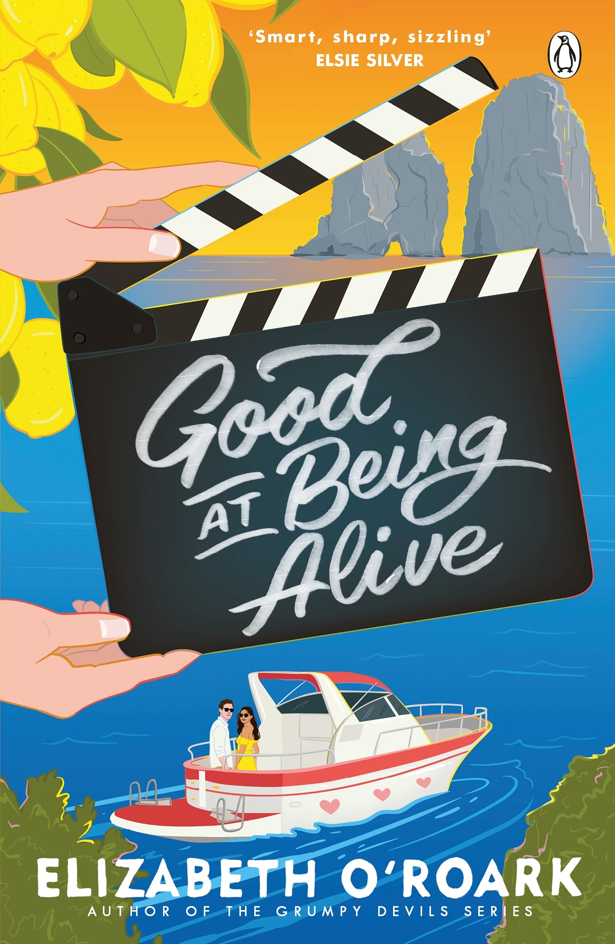 Book cover of 'Good At Being Alive' with an ocean scene of a couple standing on a boat 