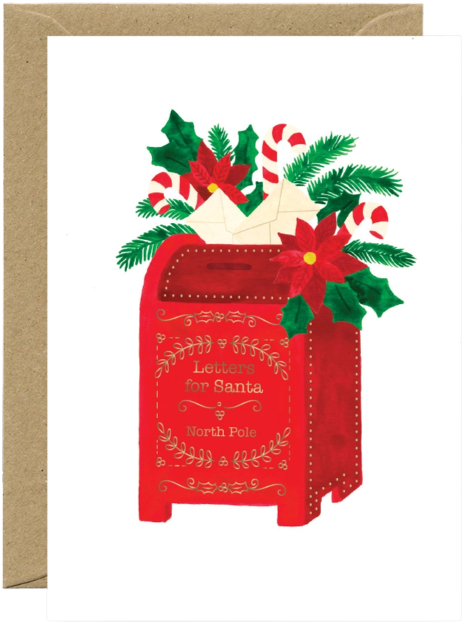 Gold Santas Mail Greeting Card