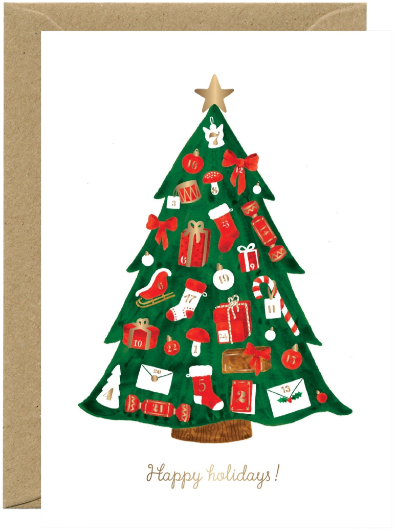 Gold Xmas Calendar Greeting Card