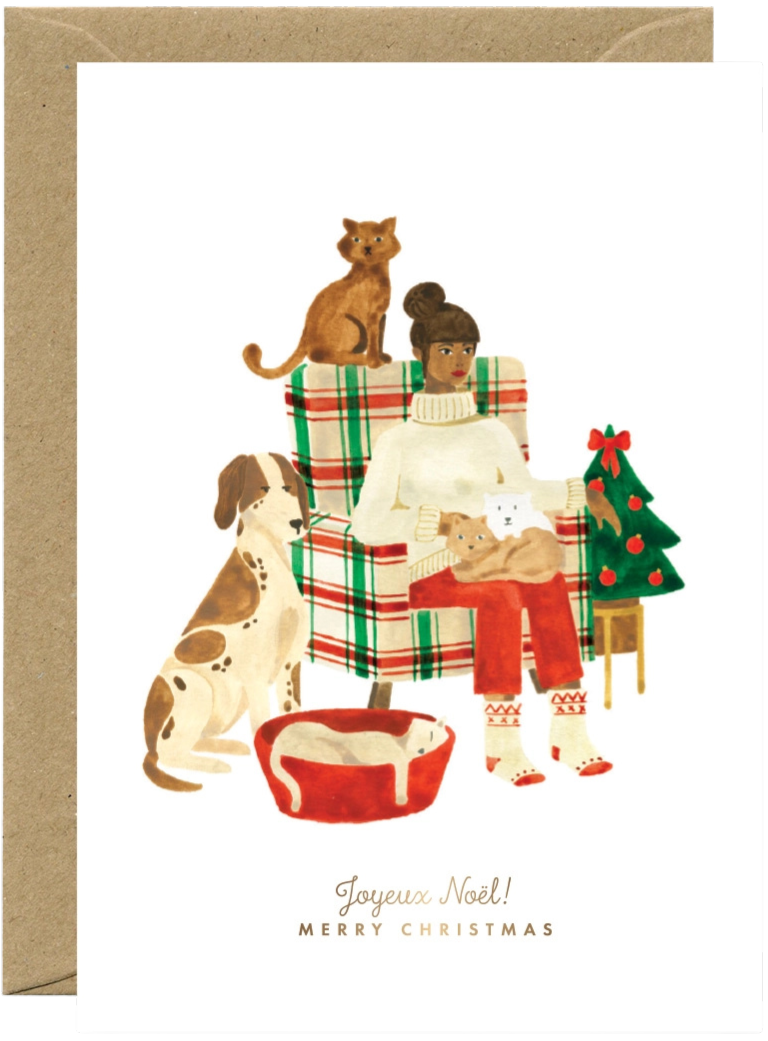 Gold Xmas Family Greeting Card