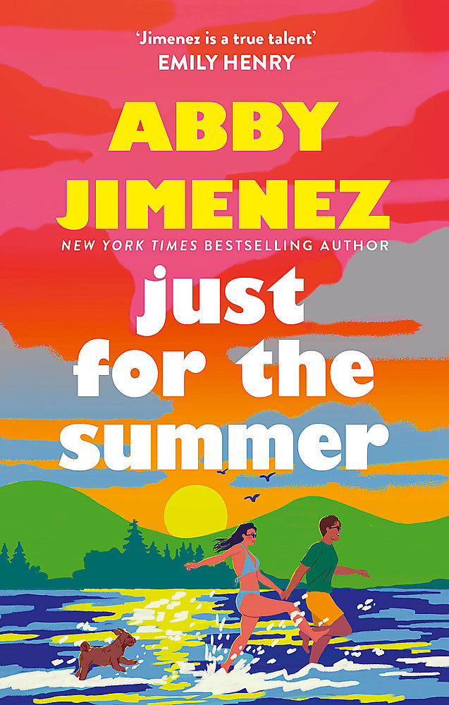 Book cover of 'Just For The Summer' featuring a couple running on a beach at sunset