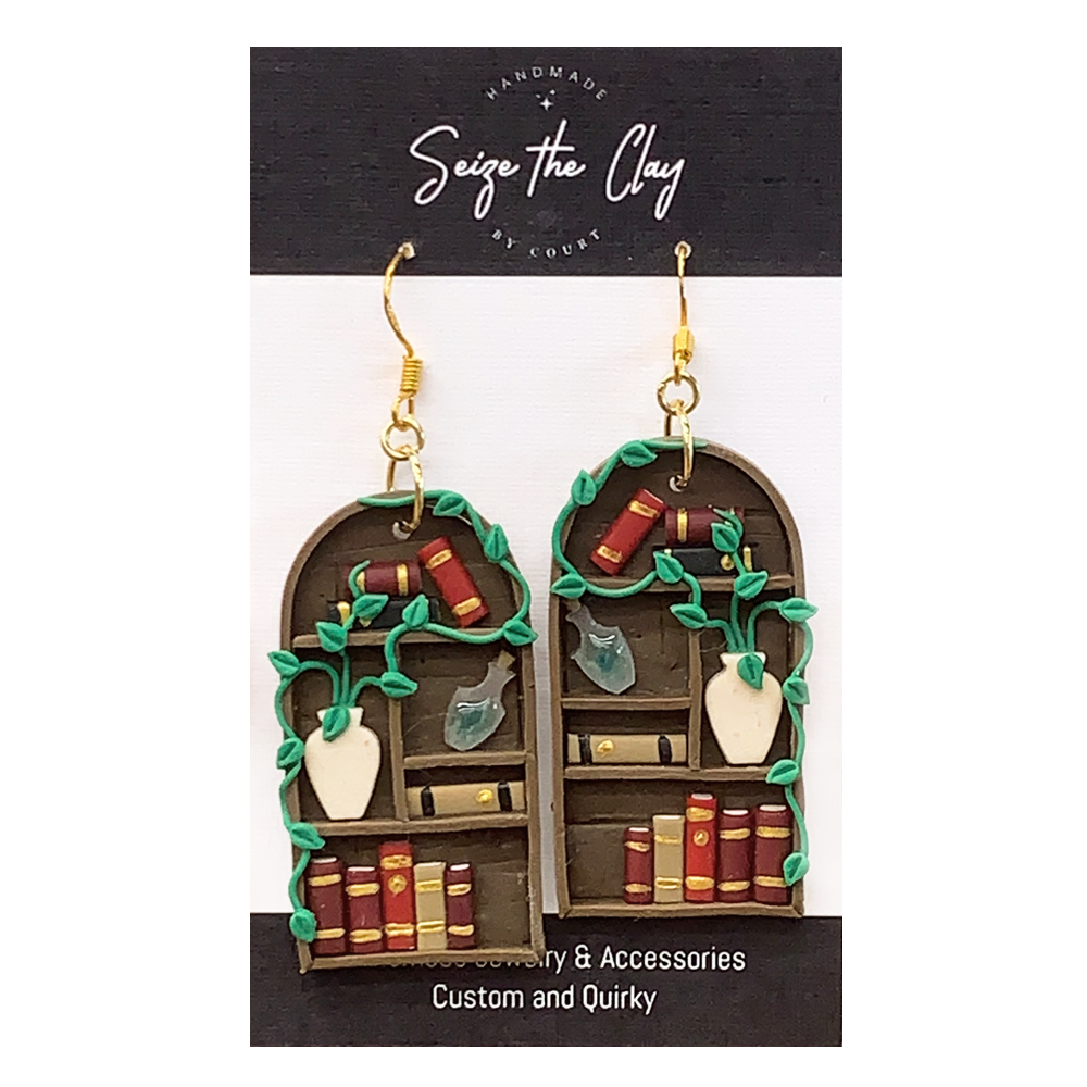 Large Bookshelf Earrings 13