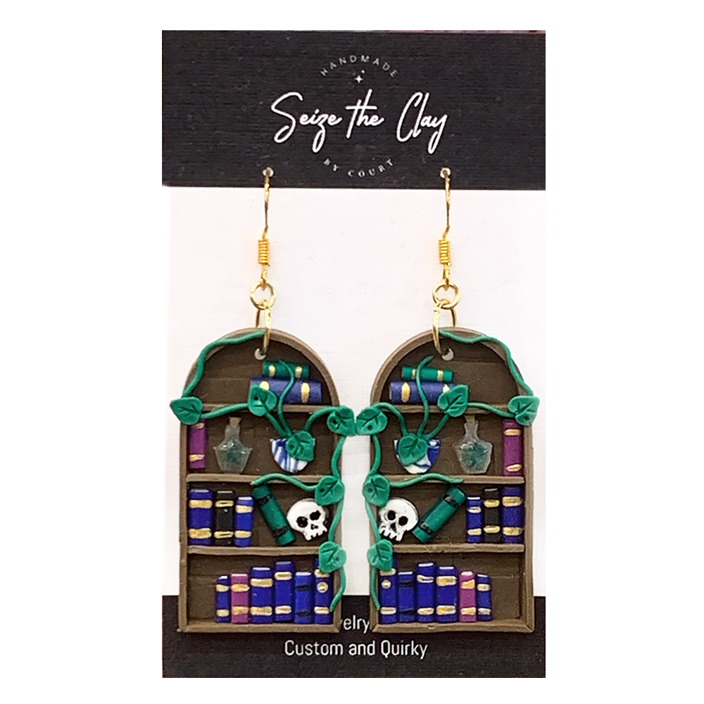 Large Bookshelf Earrings 14