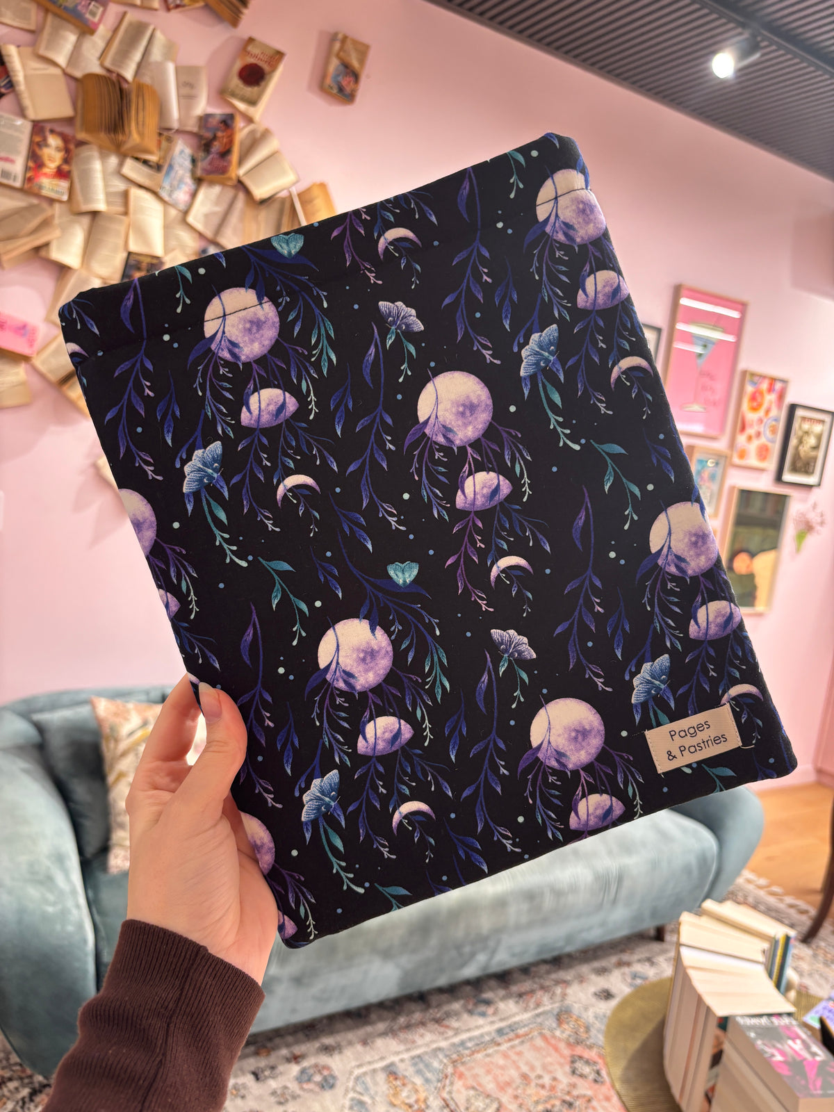 Large Book Pouch - Floral Moon
