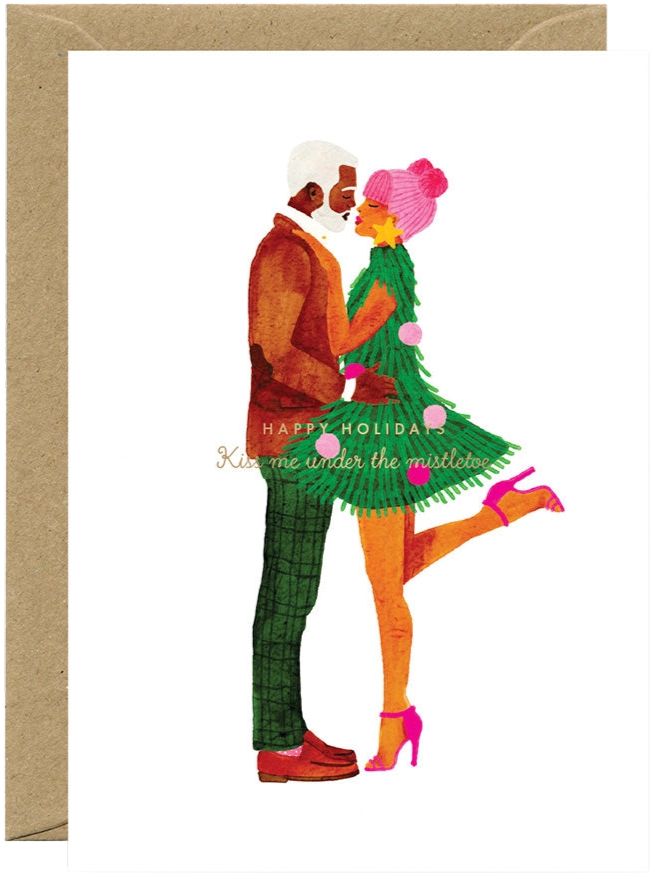 Mistletoe Cute Lovers Greeting Card