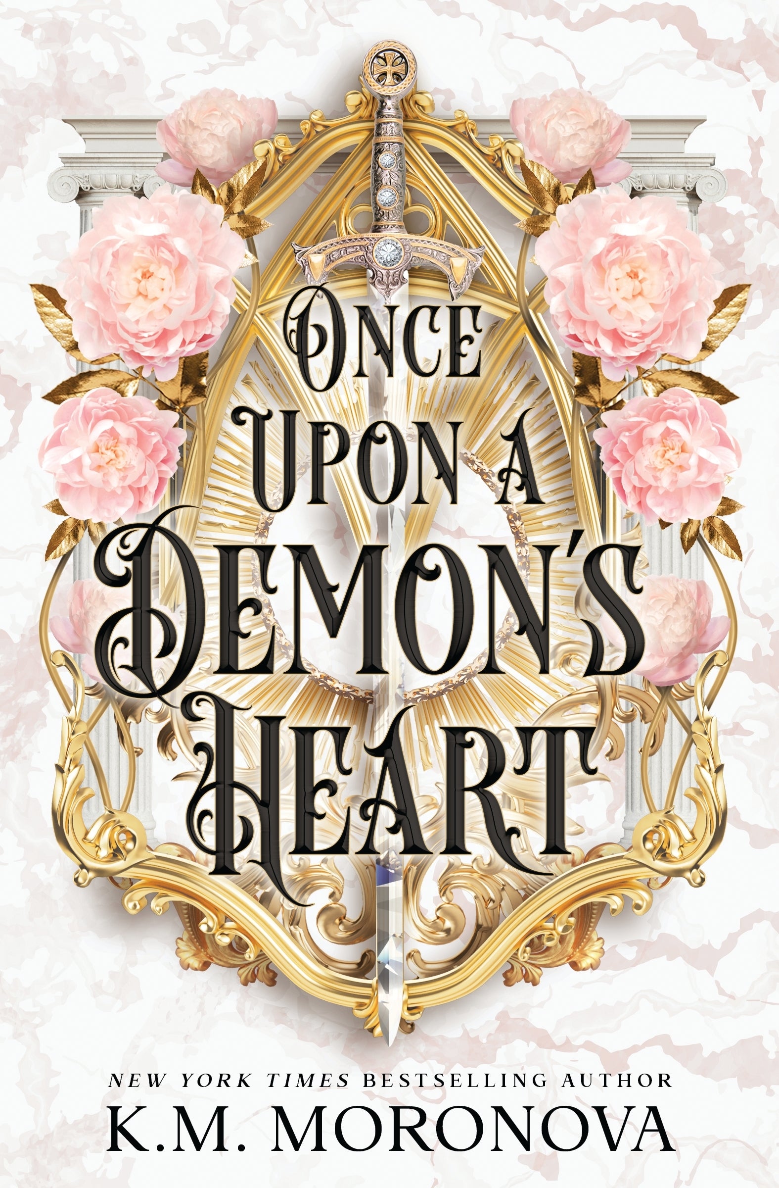 Book cover of 'Once Upon a Demon's Heart' with decorative elements and flowers.