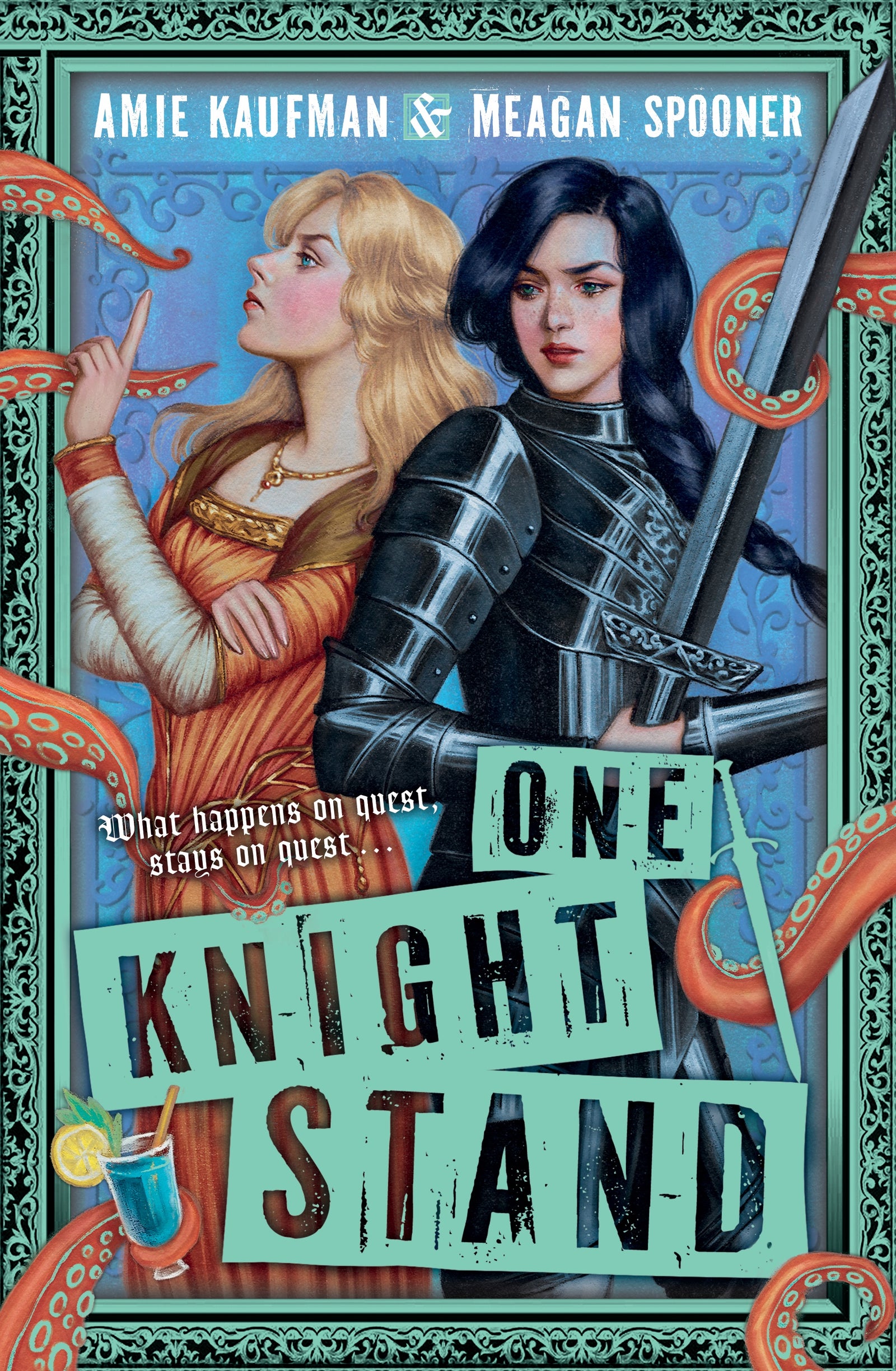 Book cover of 'One Knight Stand' featuring two female characters and a sword.