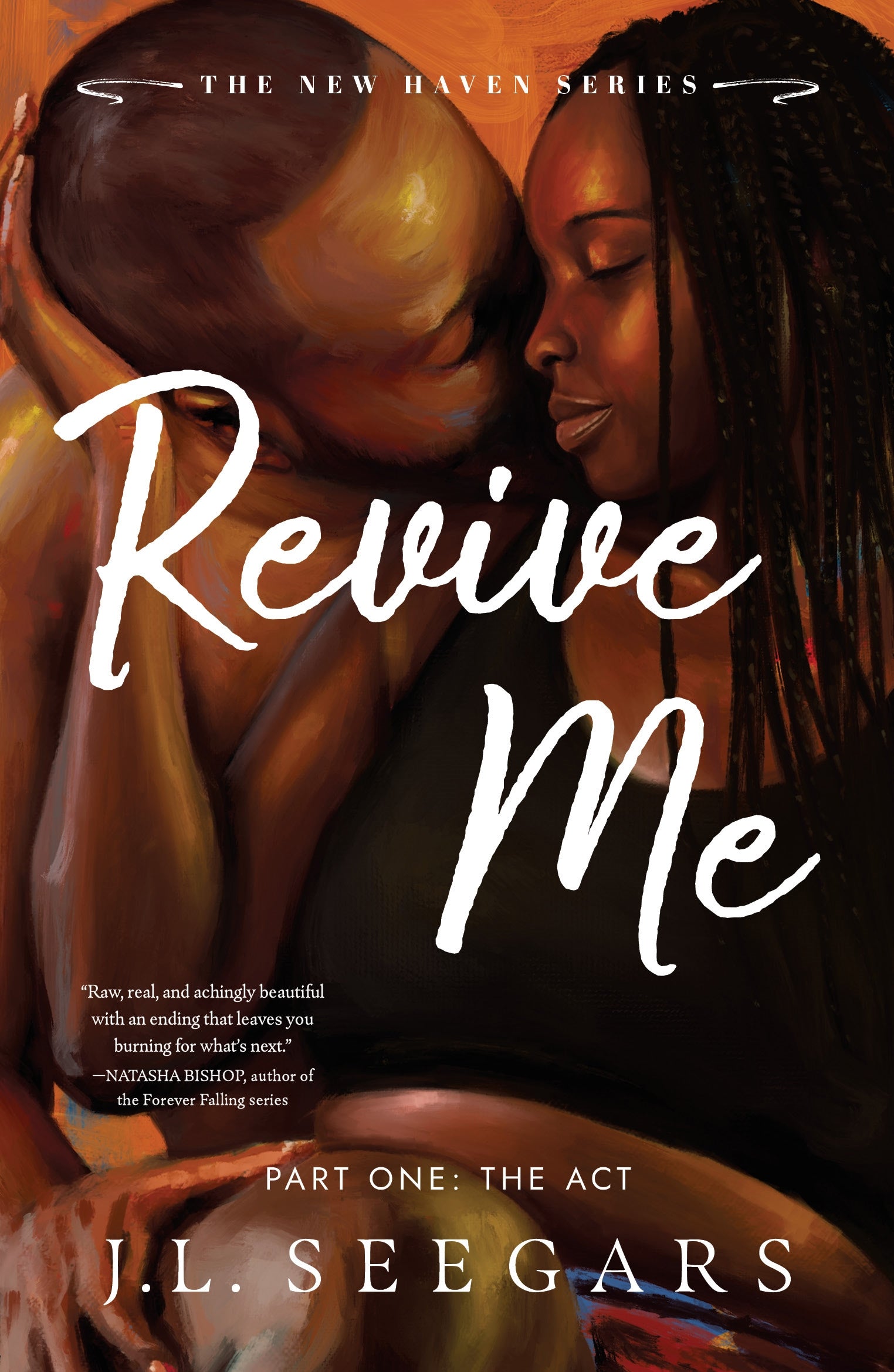 Book cover of 'Revive Me' with two people embracing and text about the New Haven series.
