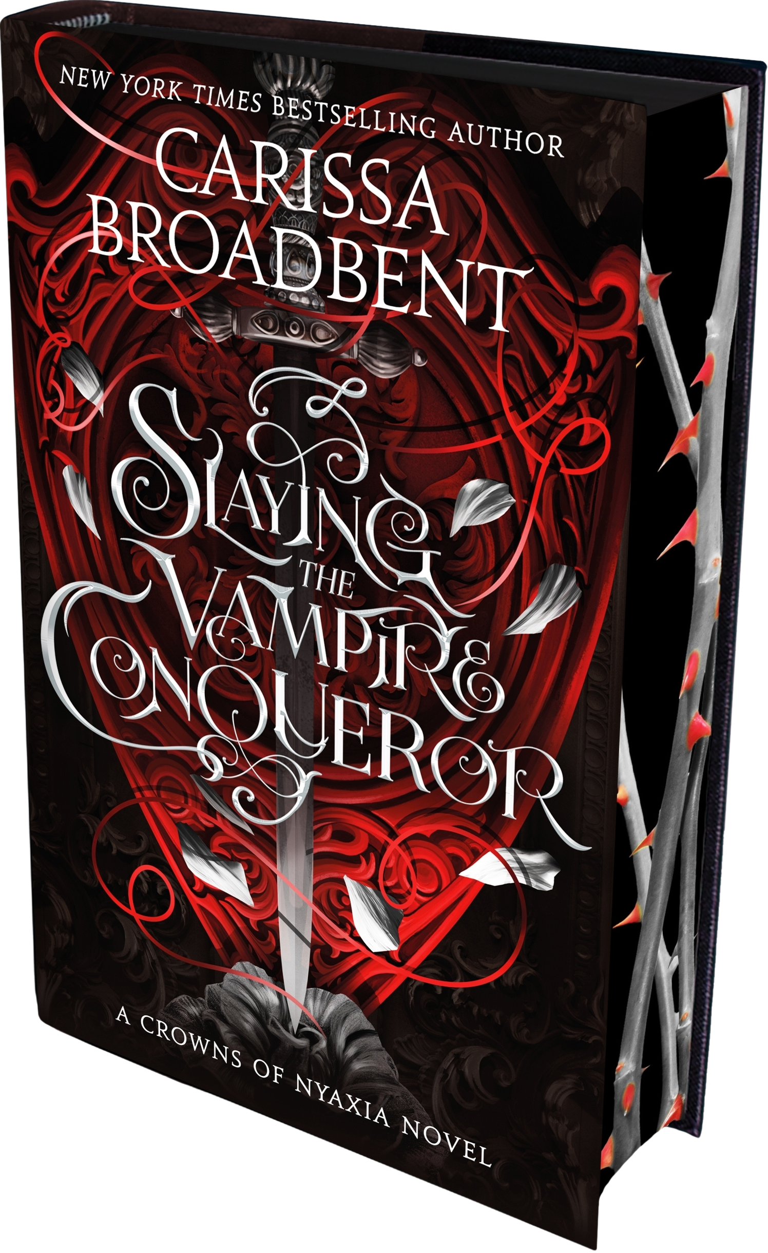 Book cover of 'Slaying the Vampire Conqueror' by Carissa Broadbent on a white background
