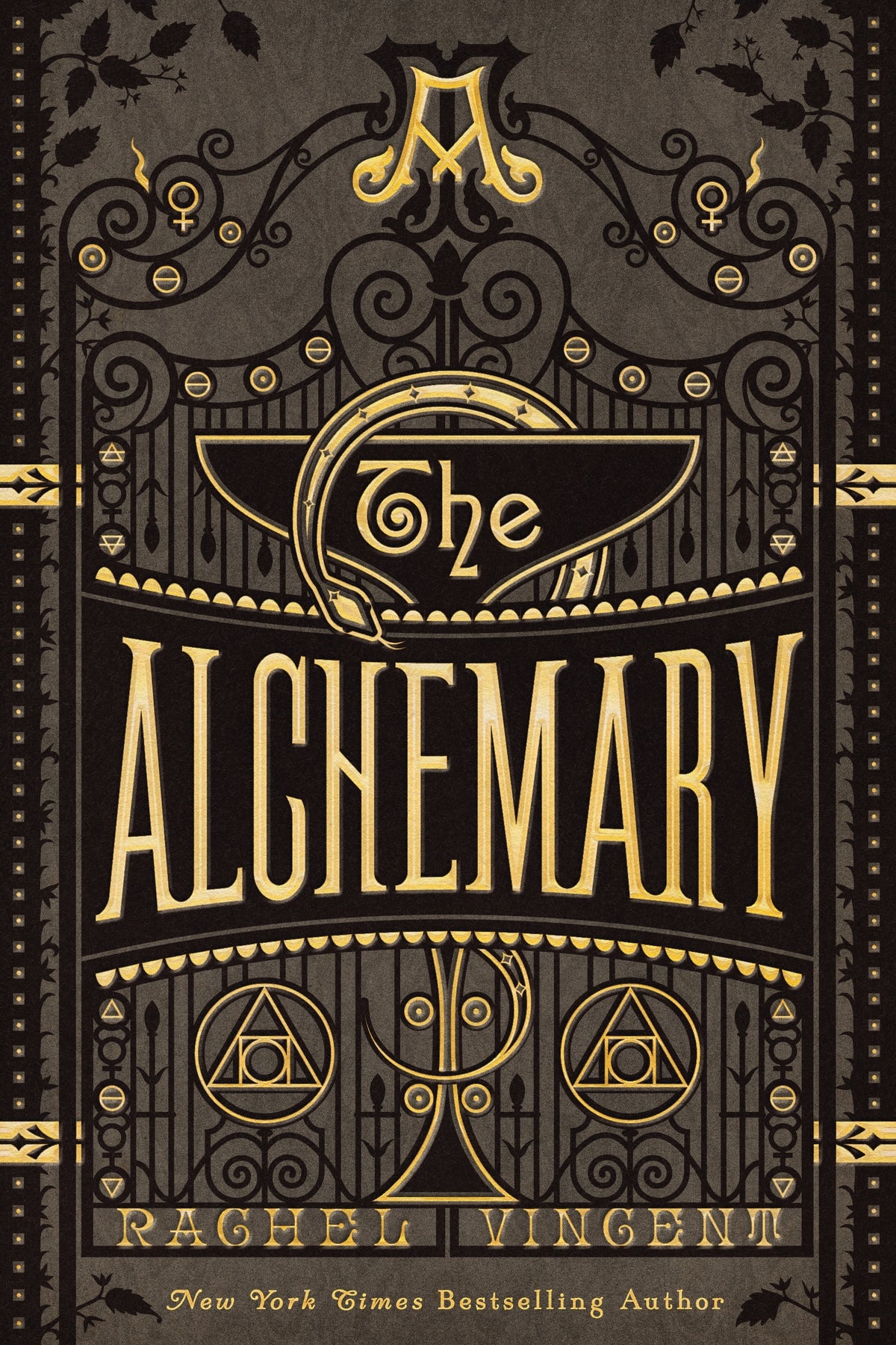 Book cover of 'The Alchemary' with a gold and black design.