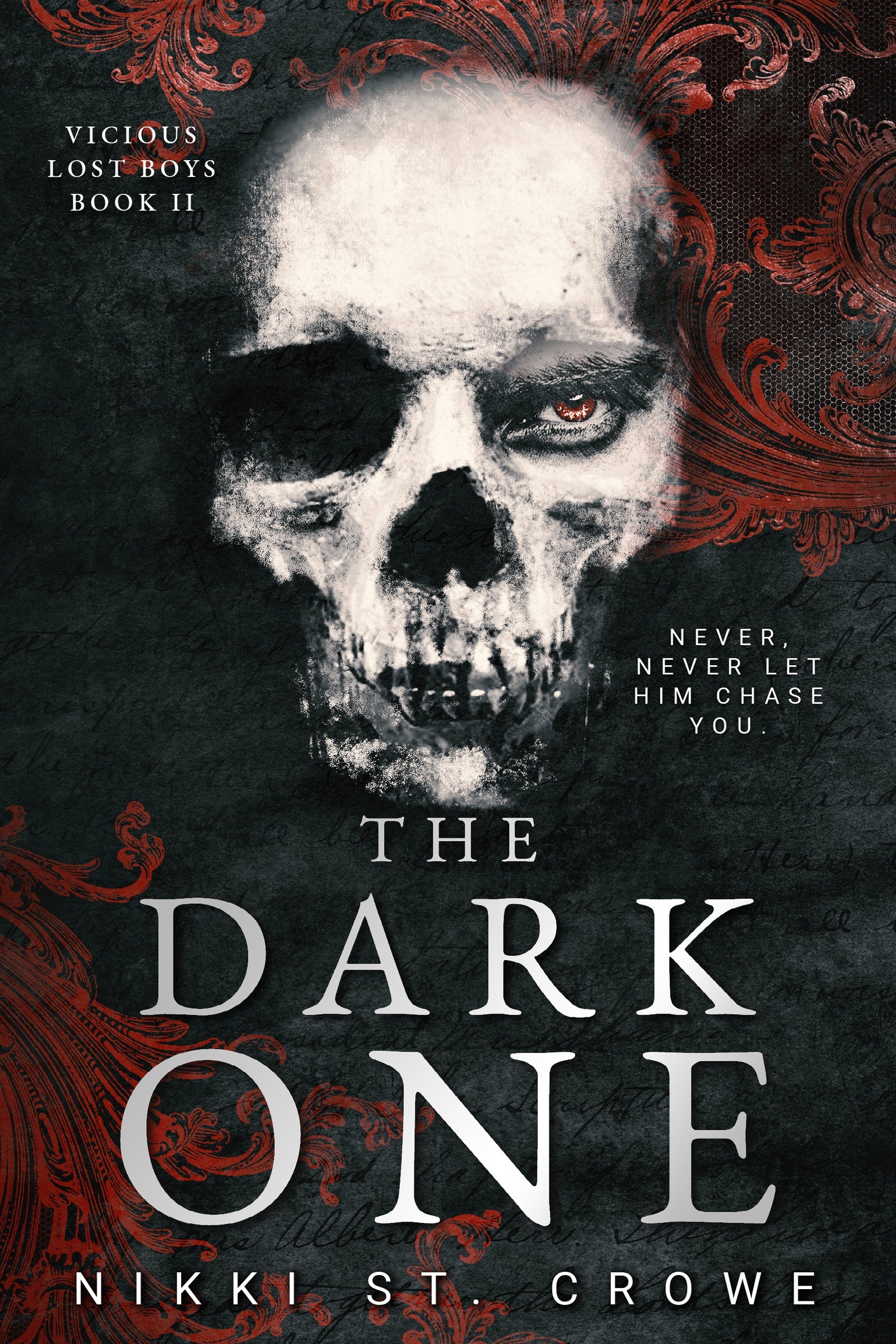Book cover of 'The Dark One' with a skull and decorative elements.