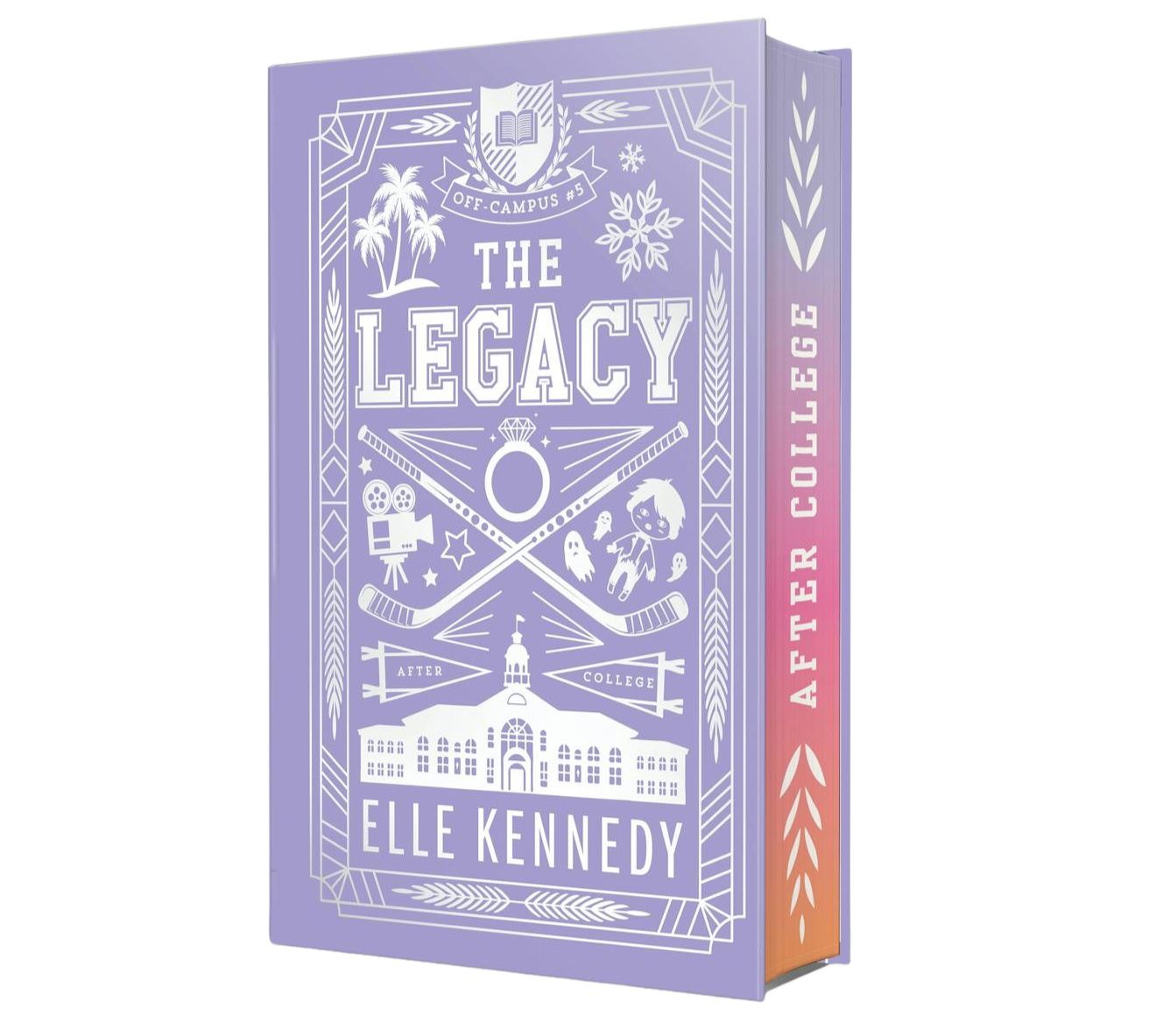 Book cover of 'The Legacy' with white hockey symbols on a purple background 