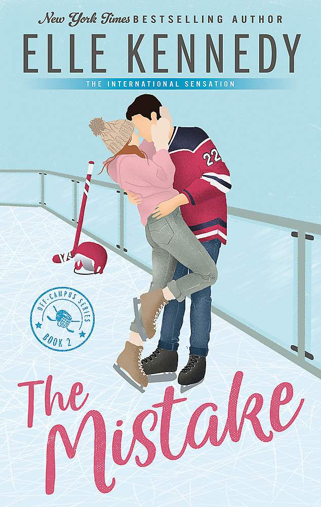 Book cover of 'The Mistake' featuring a couple in an embrace on an ice hockey rink