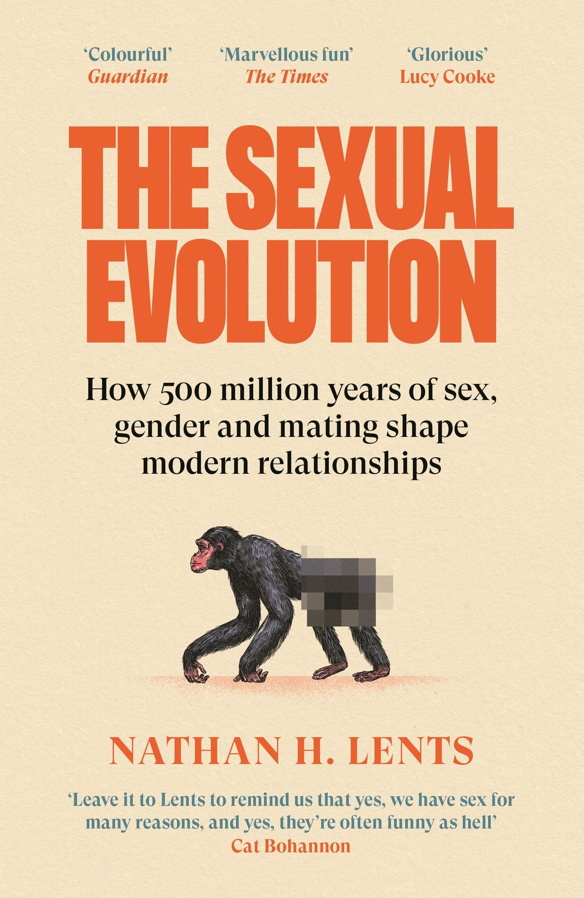 Book cover of 'The Sexual Evolution' by Nathan H. Lents with a monkey illustration and text about sex, gender, and mating.