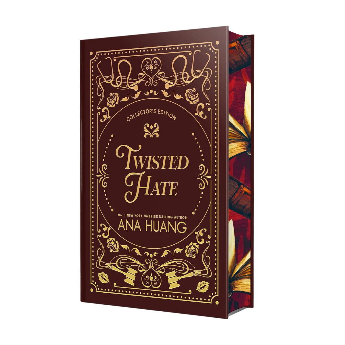 Decorative book cover of 'Twisted Hate' by Ana Huang with intricate gold designs.