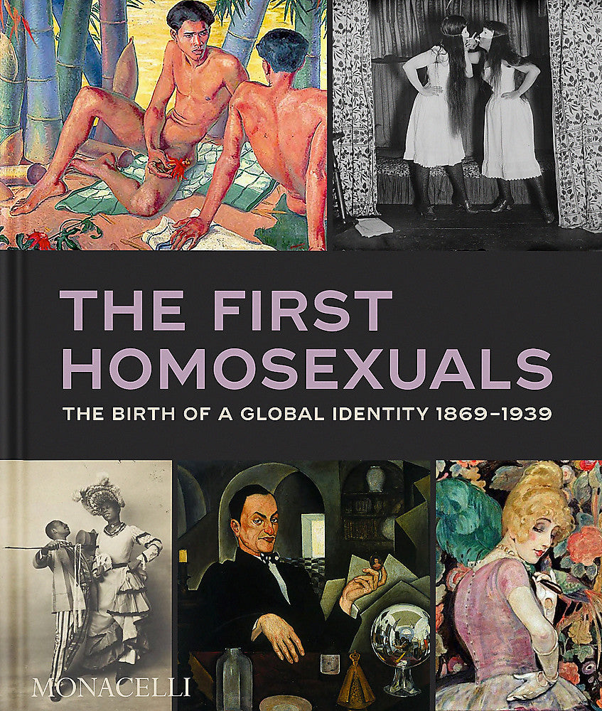 Book cover of 'The First Homosexuals' with historical images and text.