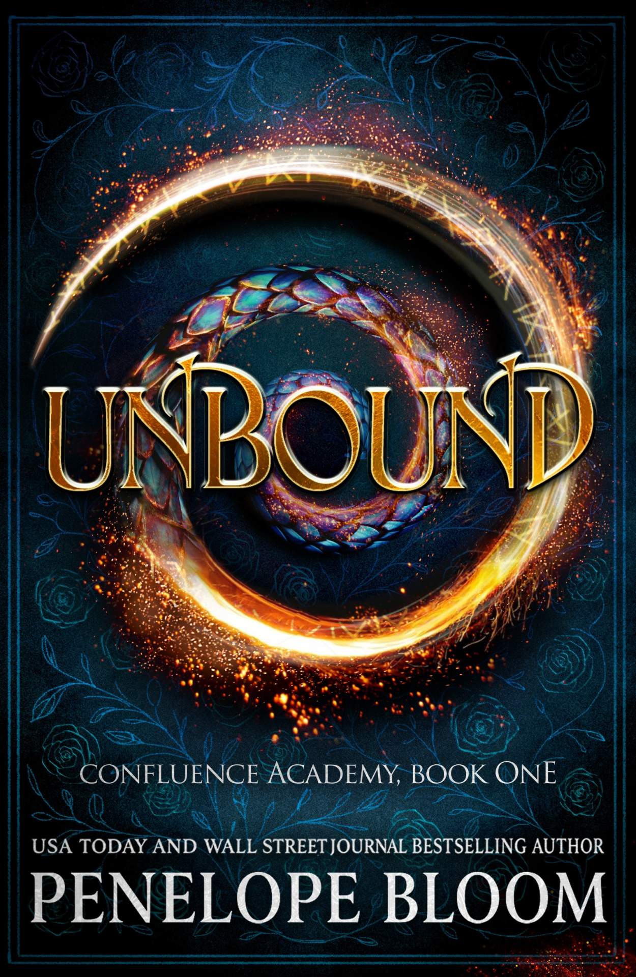 Book cover of 'Unbound' featuring a gold dragon eye design on a dark background 