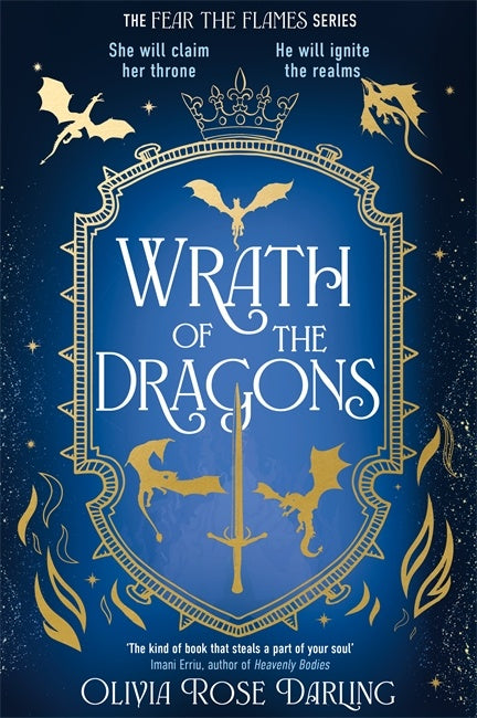 Book cover of 'Wrath of the Dragons' with a blue background and dragon illustrations.