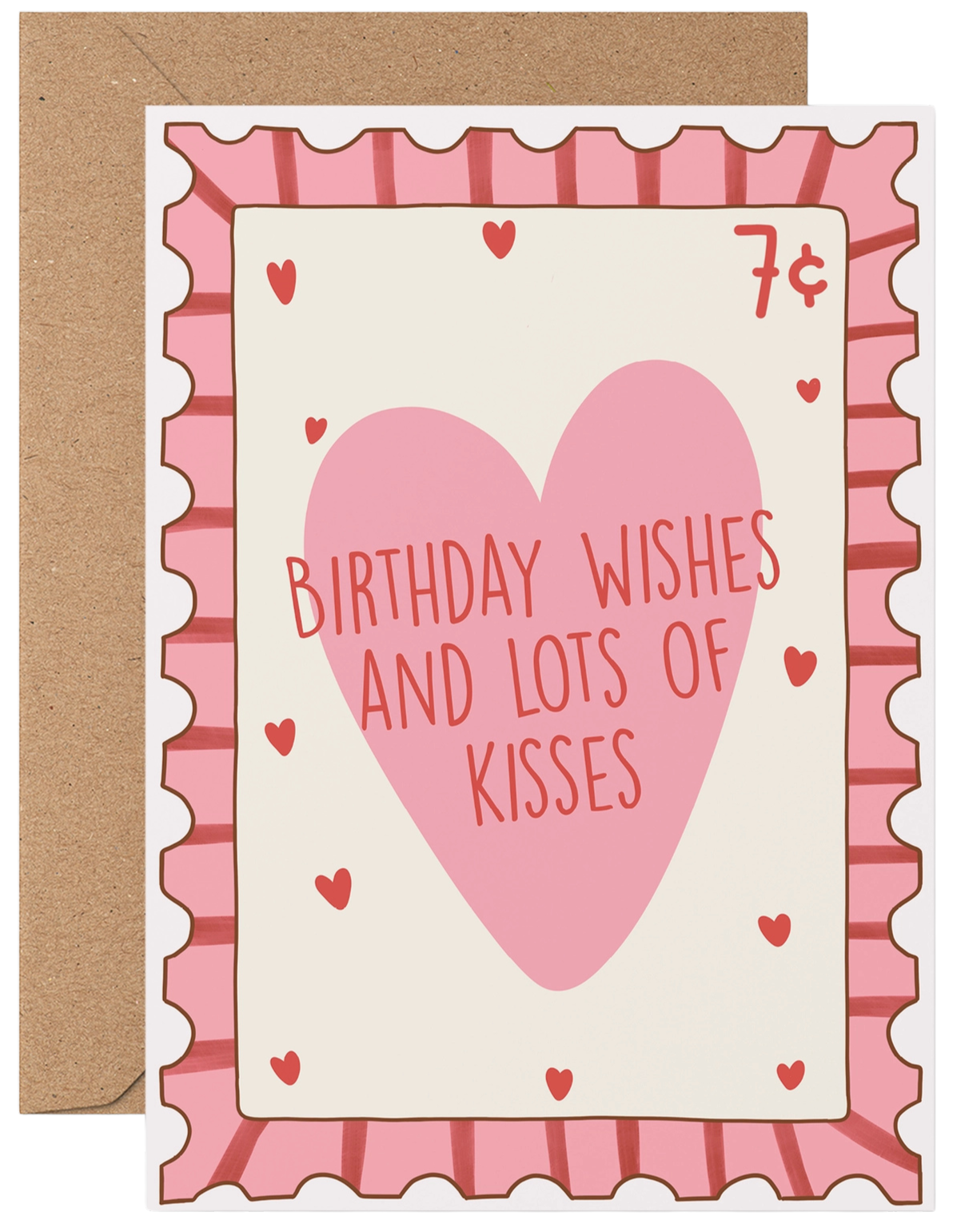 Birthday Wishes Kisses Postage Stamp Greeting Card