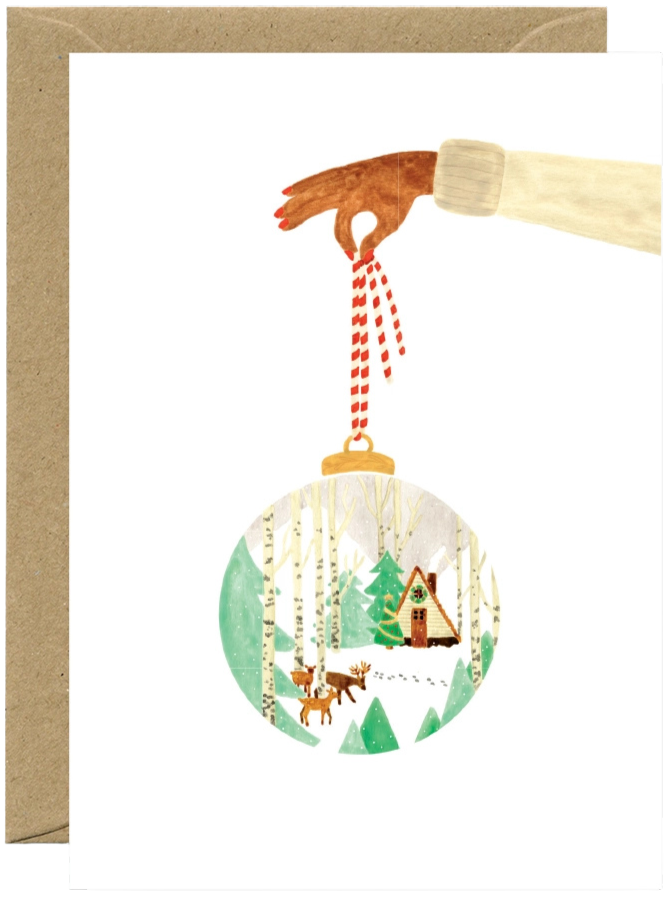 Xmas Ball Forest Greeting Card