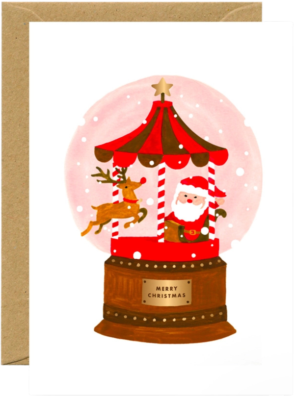 Xmas Santa Snowball Greeting Card